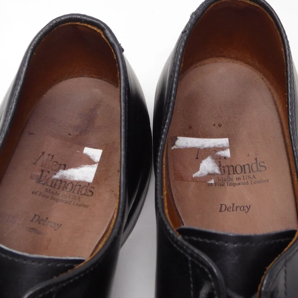 Allen Edmonds Mens Delray Derby Shoes Black Leather Split Toe Oxford 11 A